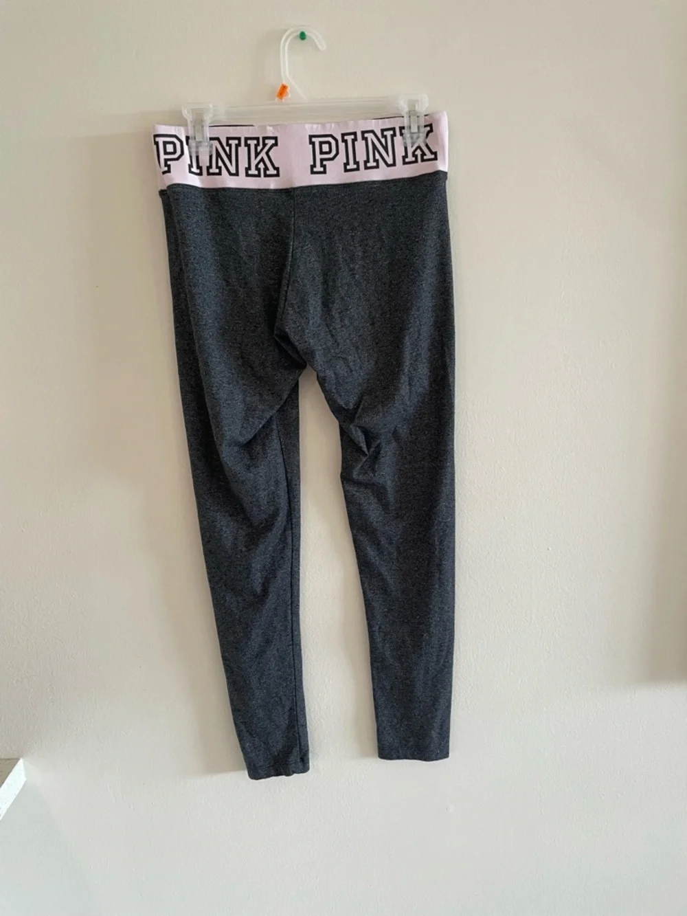 Victoria's Secret Pink Flat Waist Logo Band Yoga Legging Dark Gray Size M